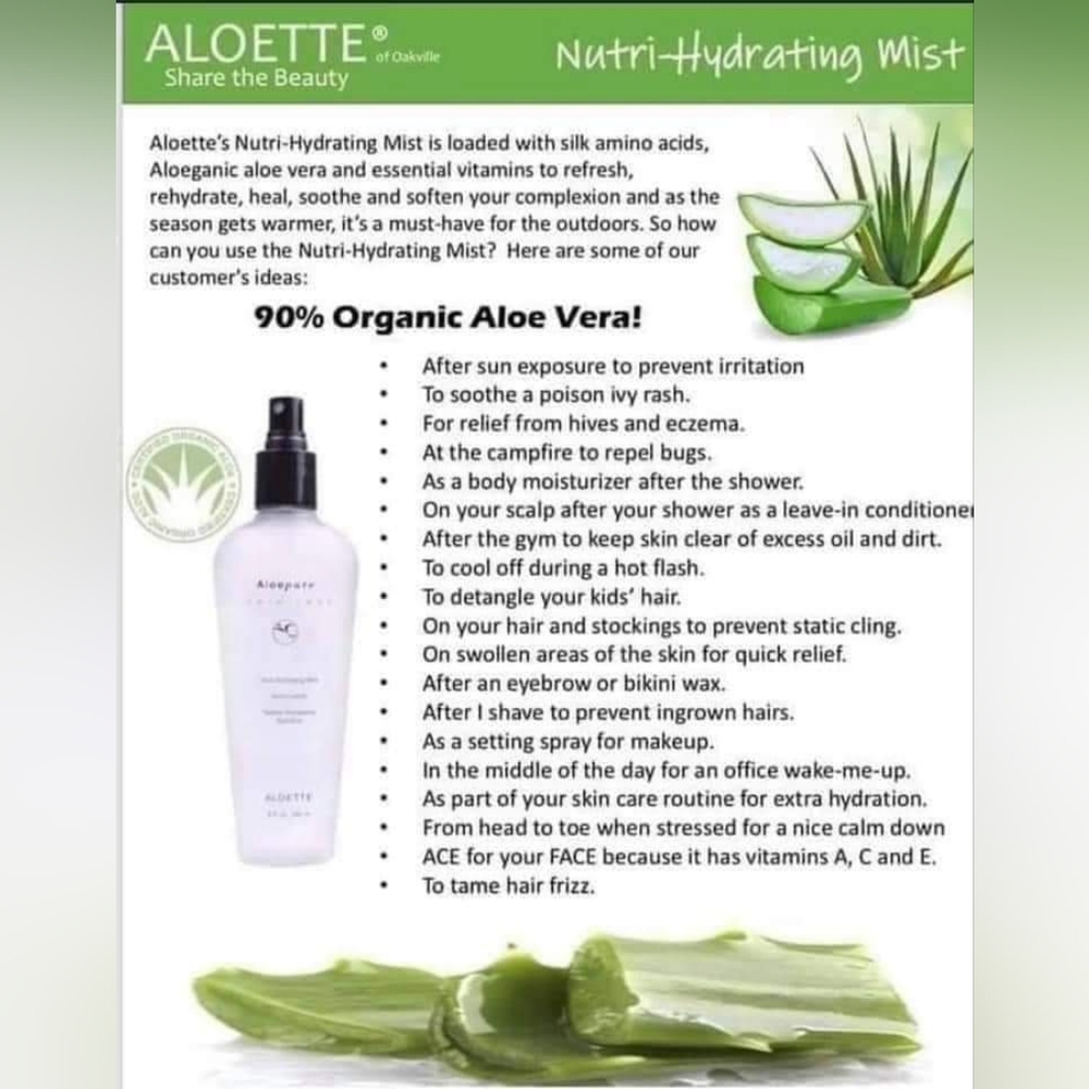 Nutri-Hydrating Mist by Aloette   New in  Package
